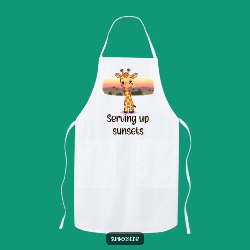 Funny Giraffe Sunset Apron: Serene Kitchen Style, Perfect Funny Gift!