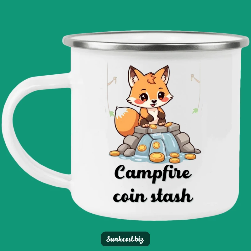 Funny Fox Coin Dam Camping Mug - Hilarious Outdoor Investment Cup