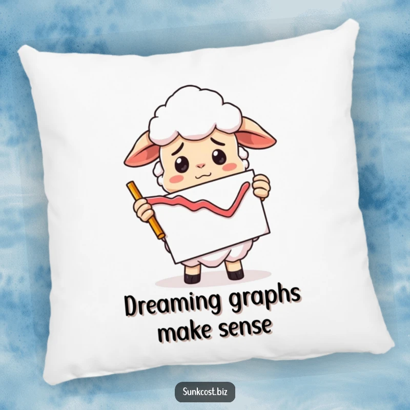 Funny confused sheep in a declining graph upside down, soft funny market gift.