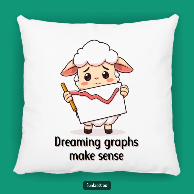Funny Confused Sheep Pillow: Bad Graph Comfort, Market Humor Accent Gift