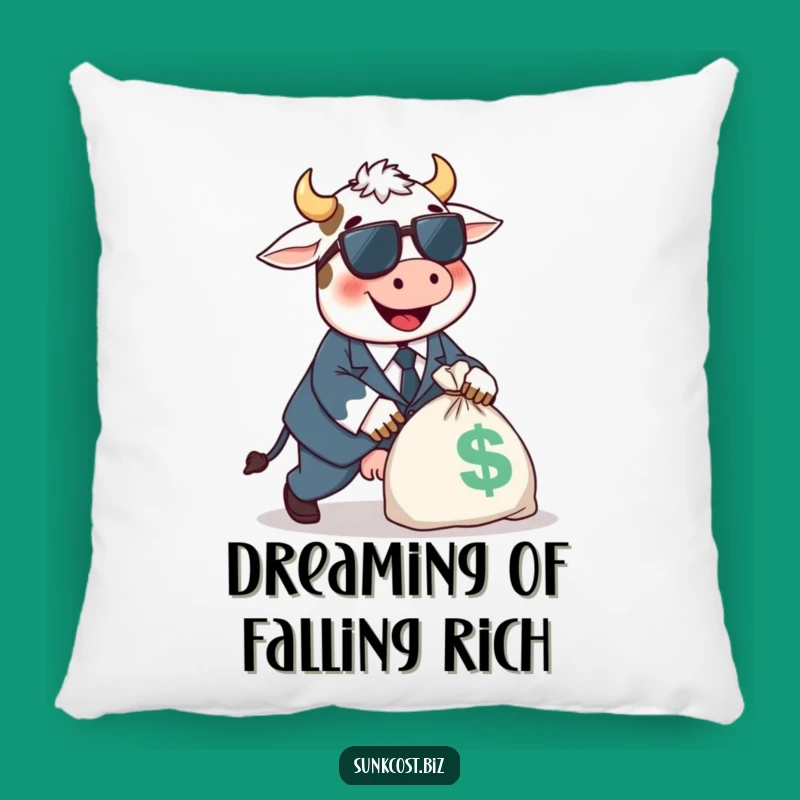 Funny Cow Tripping Pillow: Happy Suit Comfort, Money Bag Humor Gift