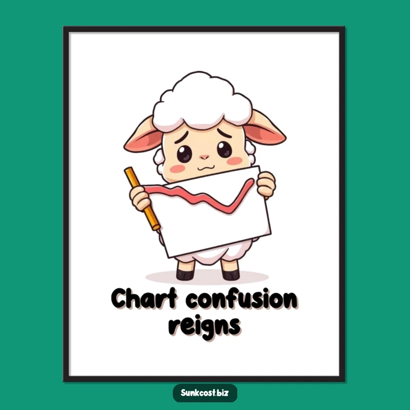Funny Confused Sheep Digital Print: Bad Graph Art, Market Humor Download