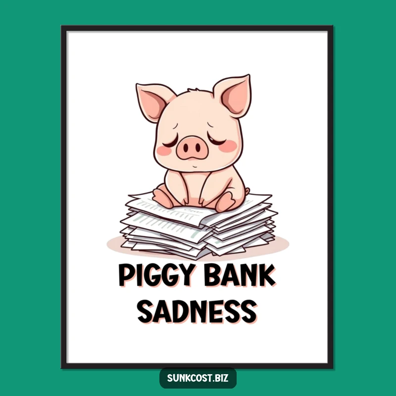 Funny Sad Pig Digital Print: Investment Blues Art, Market Humor Download