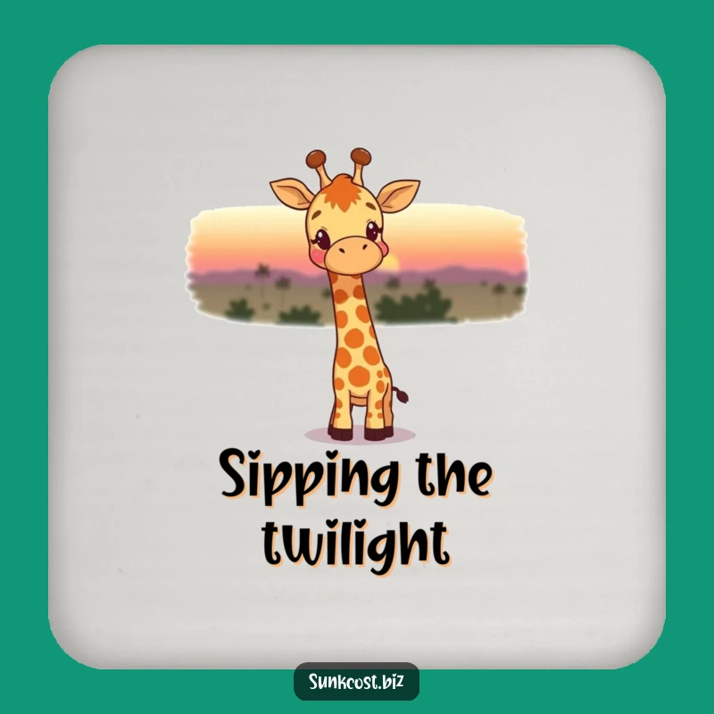 Funny Giraffe Sunset Coaster: Elegant Protection, Great Funny Gift!