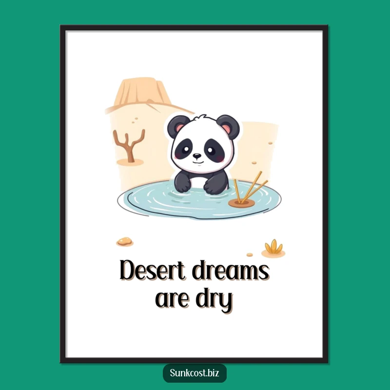 Funny Panda Desert Swim Poster: Quirky Decor, Amazing Funny Gift!