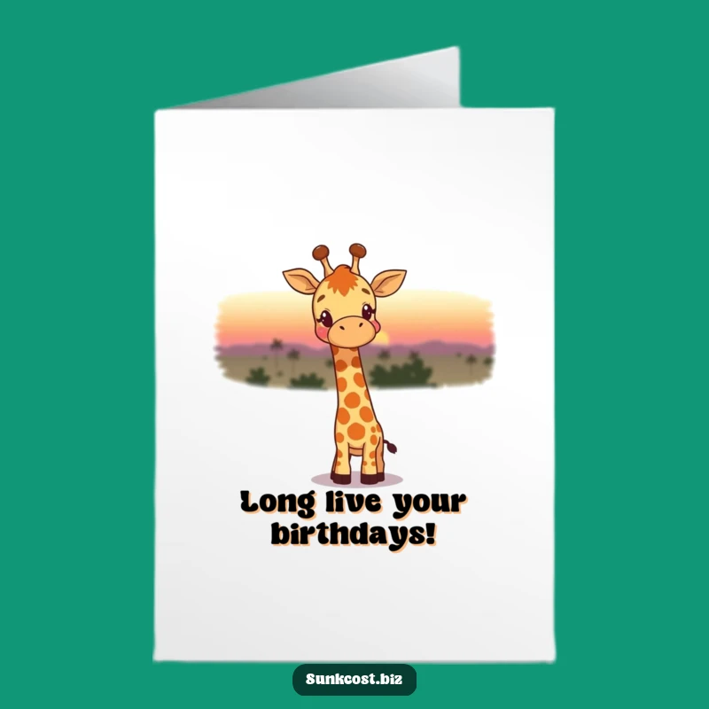 Free Printable Giraffe Sunset Birthday Card - Wistful, Funny Downloadable Gift