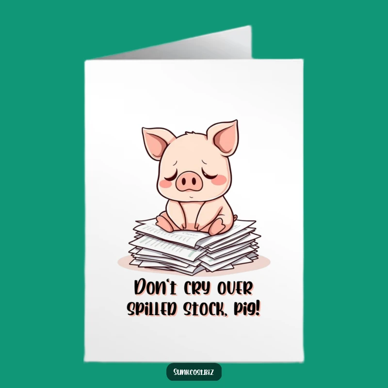 Free Printable Congrats Card: Sad Pig Investments - Market Downturn Funny Downloadable Gift