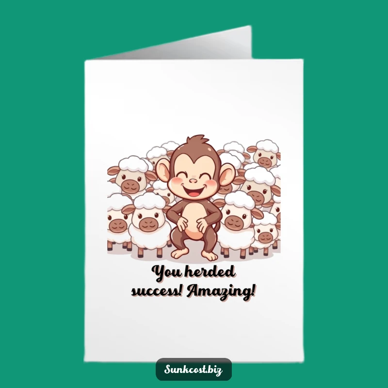 Free Printable Monkey Herding Sheep Congrats Card - Hilarious Downloadable