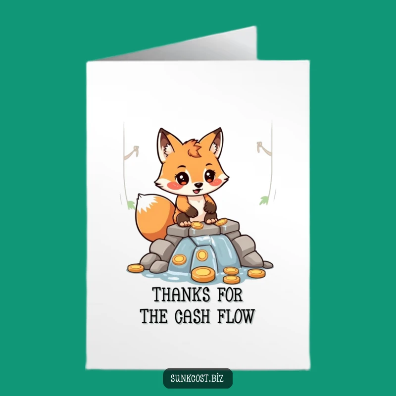 Free Printable Thank You Card: Fox's Leaky Coin Dam - Humorous Downloadable Message