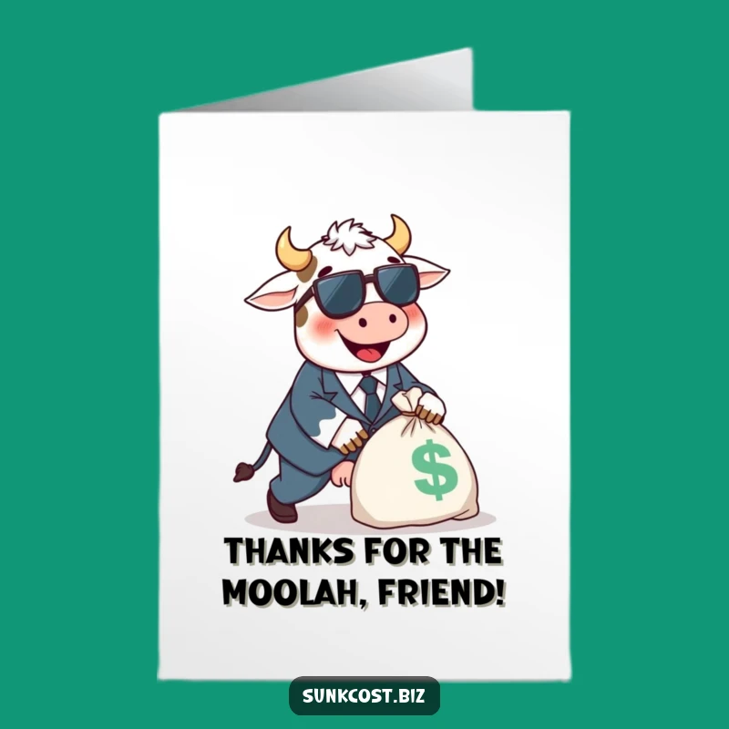 Free Printable Thank You Card: Tripping Cow Suit - Funny Gratitude Downloadable Gift