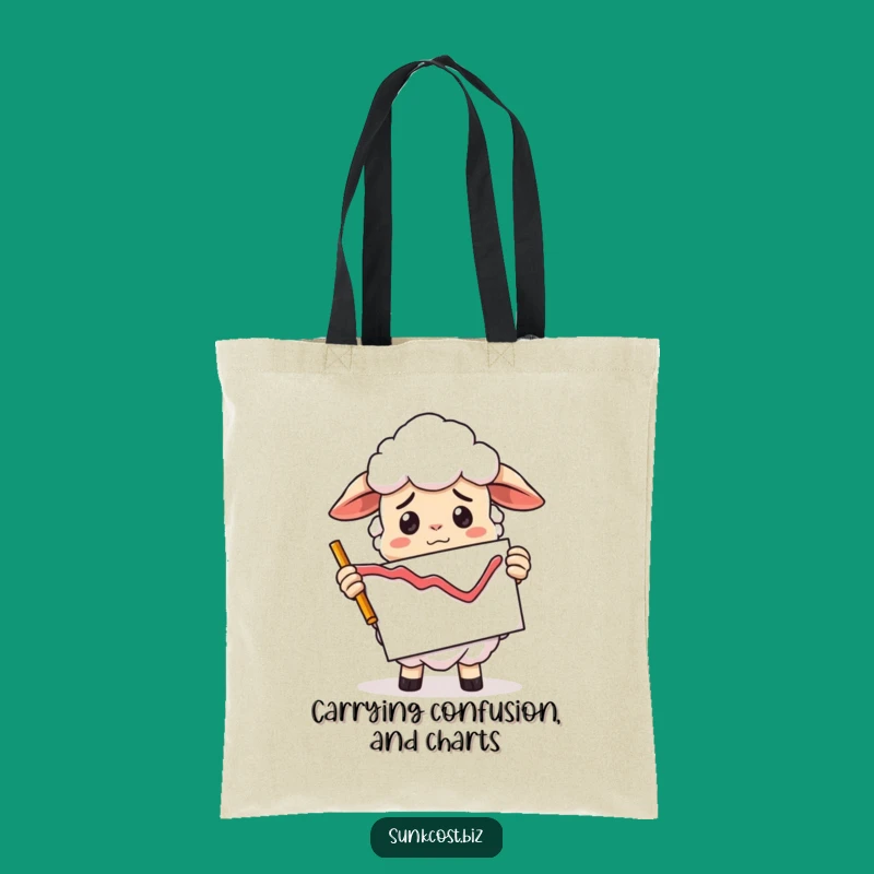 Funny Confused Sheep Tote Bag: Bad Graph Chic, Market Humor Gift