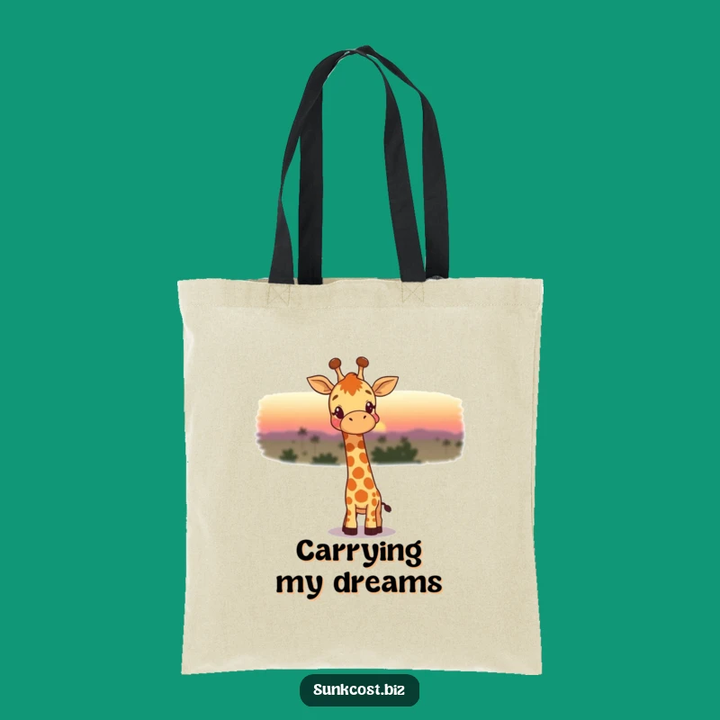 Funny Giraffe Sunset Tote Bag: Carry Your Dreams, Perfect Funny Gift!